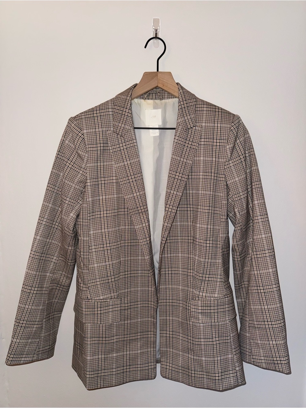 H&M Checked Blazer in Beige and Brown